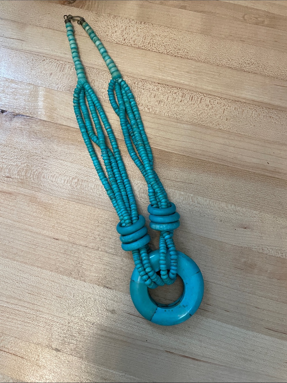 Turquoise Color Beaded Statement Necklace - Bohemian Bold Blue Accent